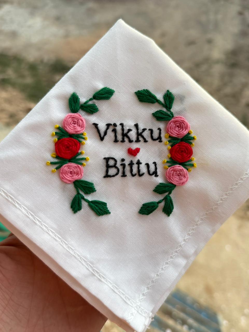 🌸 You & Me always  couple name handkerchief