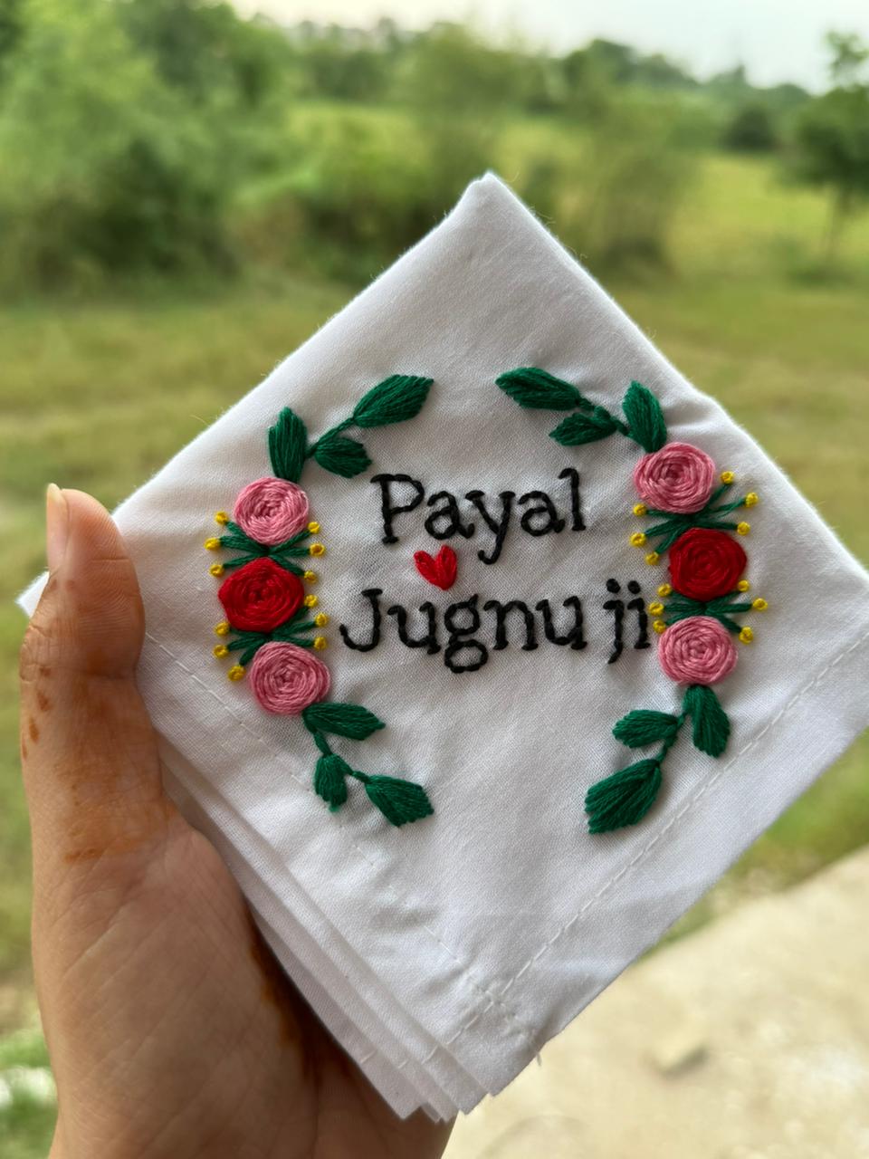 🌸 You & Me always  couple name handkerchief