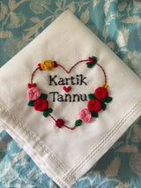 ❤️ Two Hearts, One Love – Couple Name Handkerchief