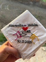 ❤️ Hand to Heart – Couple Name Handkerchief