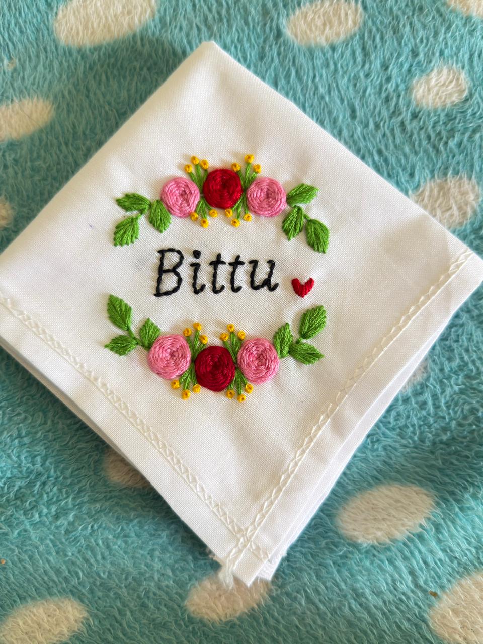 Floral embroidery handkerchief