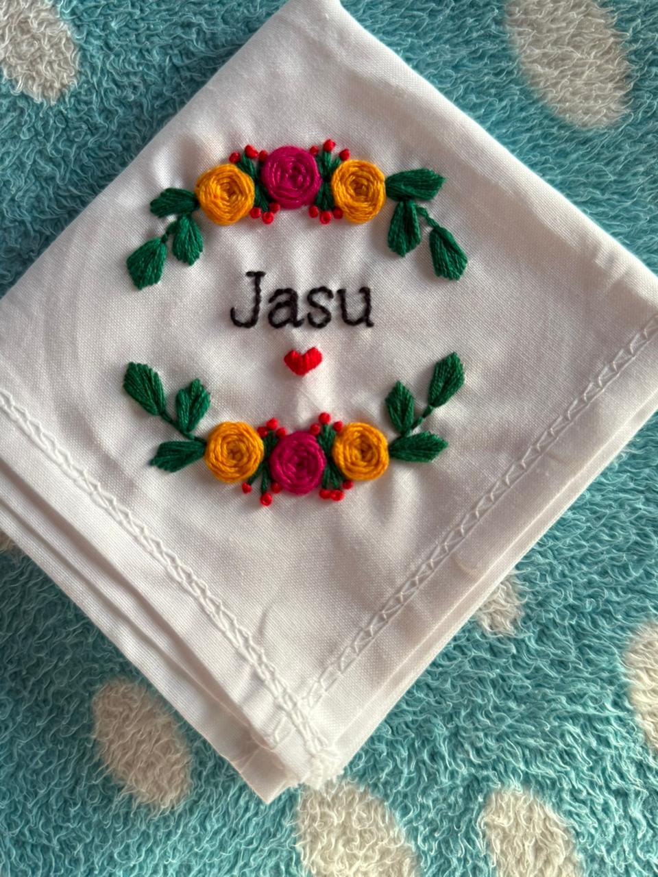 Floral embroidery handkerchief
