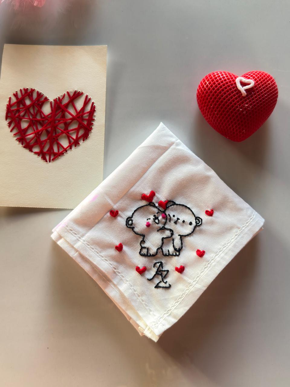 Dudu Bubu Embroidery Handkerchief – Cute Couple Gift