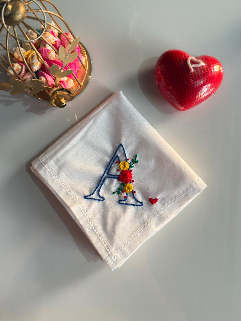 Single Initial Embroidery Handkerchief