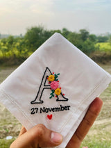 Single Initial Embroidery Handkerchief