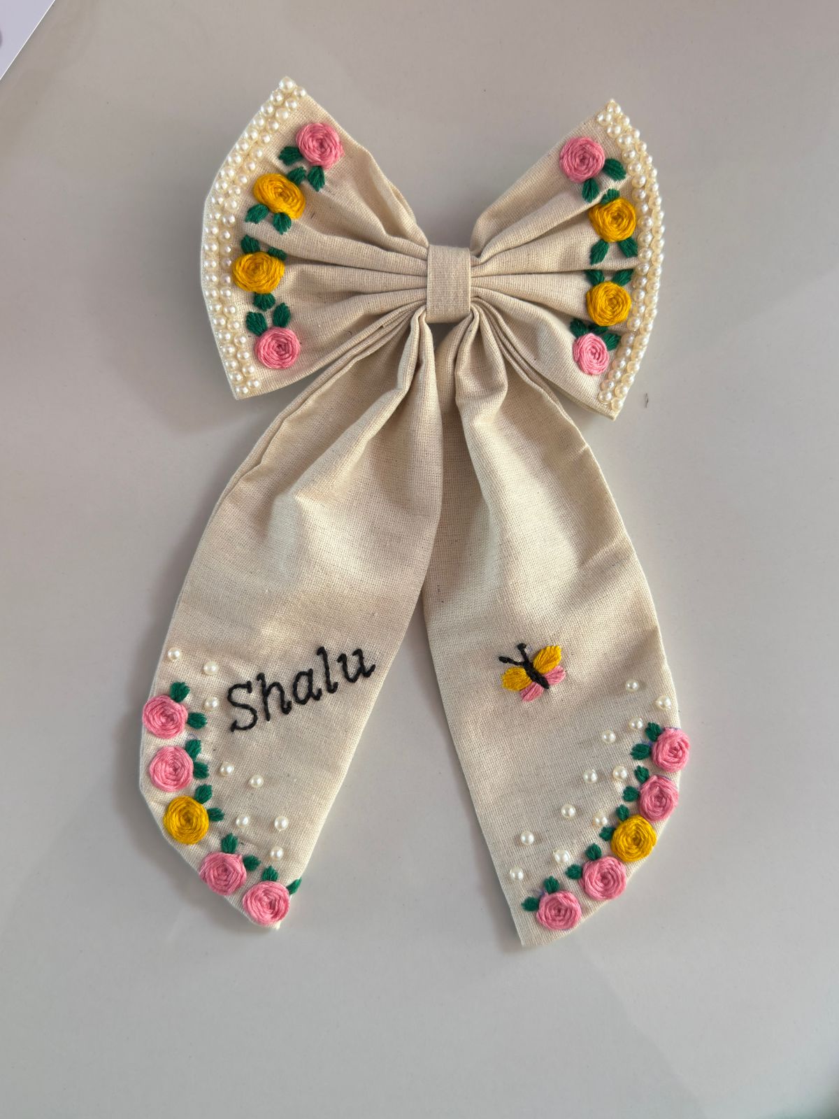 ✨ Custom Name Embroidery Bow Clip