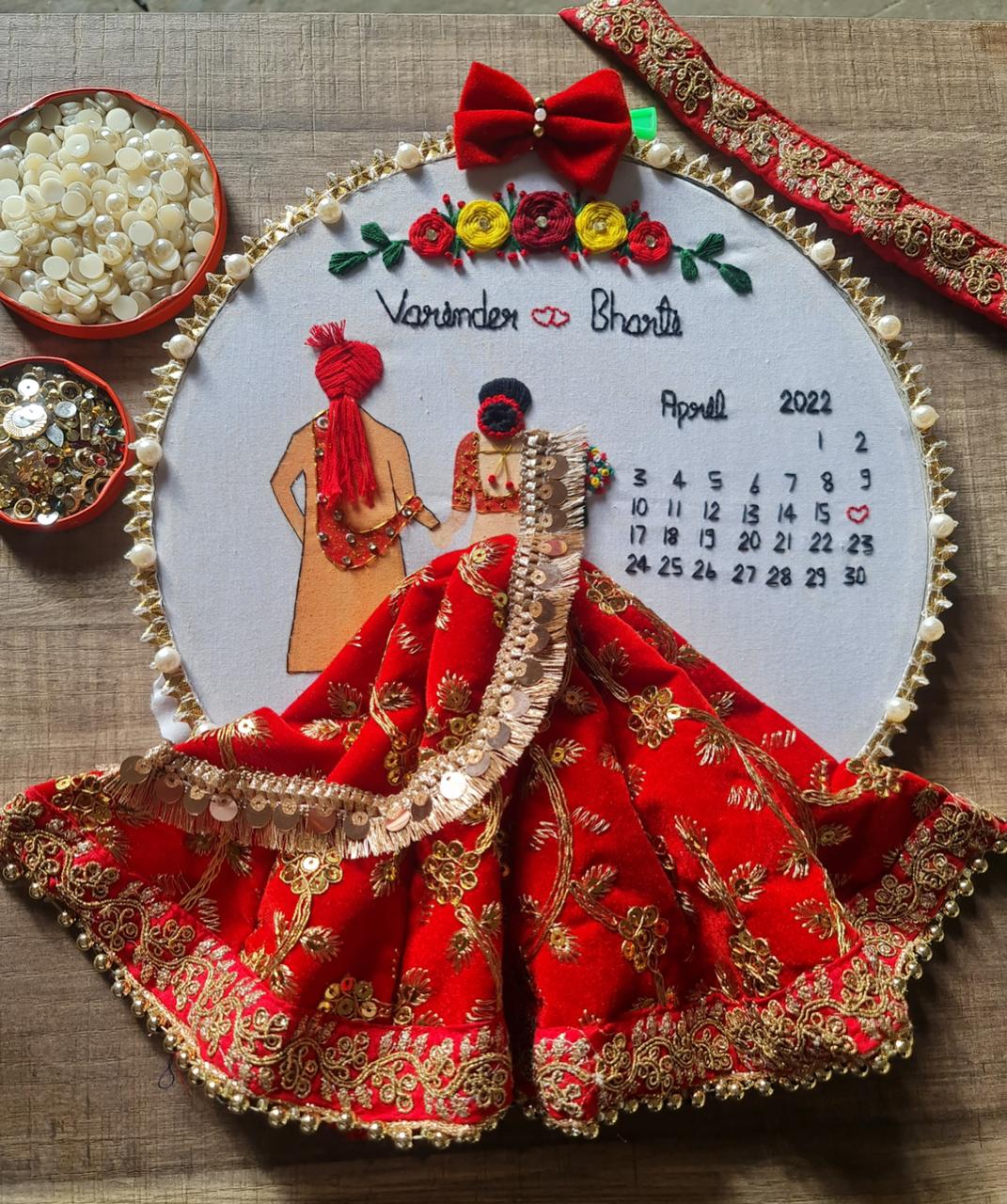 💍 Customised Wedding Embroidery Hoop – Handmade