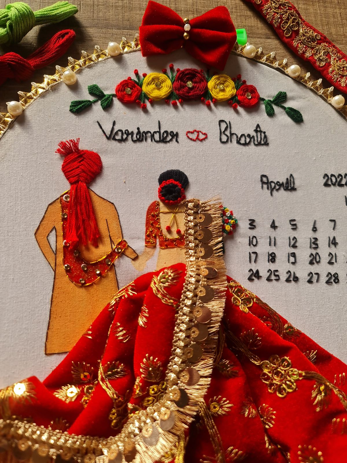 💍 Customised Wedding Embroidery Hoop – Handmade