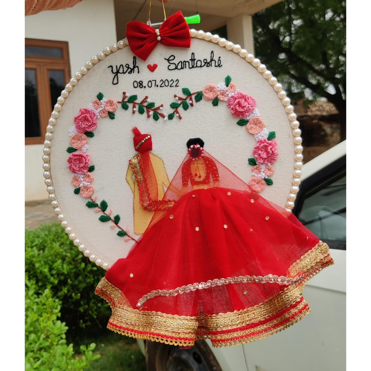 💍 Custom Wedding Embroidery Hoop – Pearl Edition