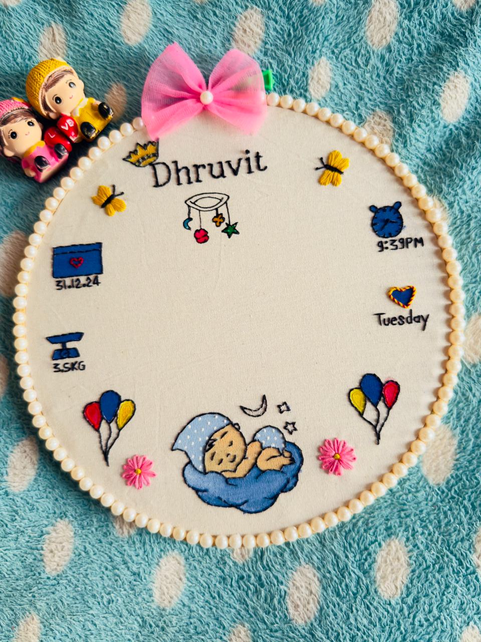 👣 Baby Footprint Embroidery Hoop – Personalised
