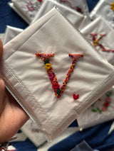 🌸 Embroidery Knot Initial Handkerchief