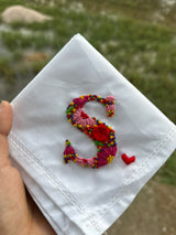 🌸 Embroidery Knot Initial Handkerchief