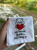 🧸 Pooh with Heart – Name Handkerchief