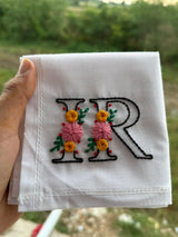 🌸 Couple Initial Embroidered Handkerchief