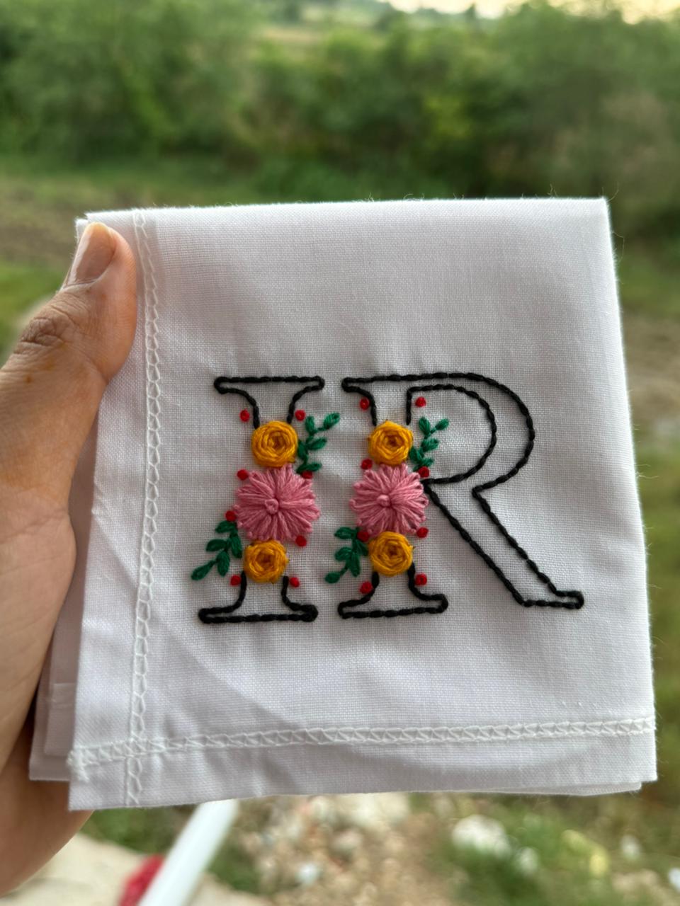 🌸 Couple Initial Embroidered Handkerchief