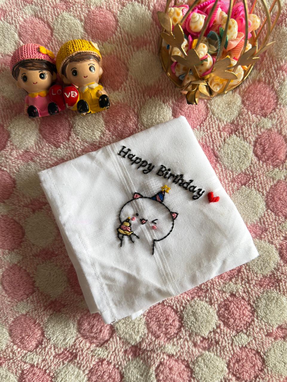 🎂 Cute Birthday Handkerchief – Cake Edition