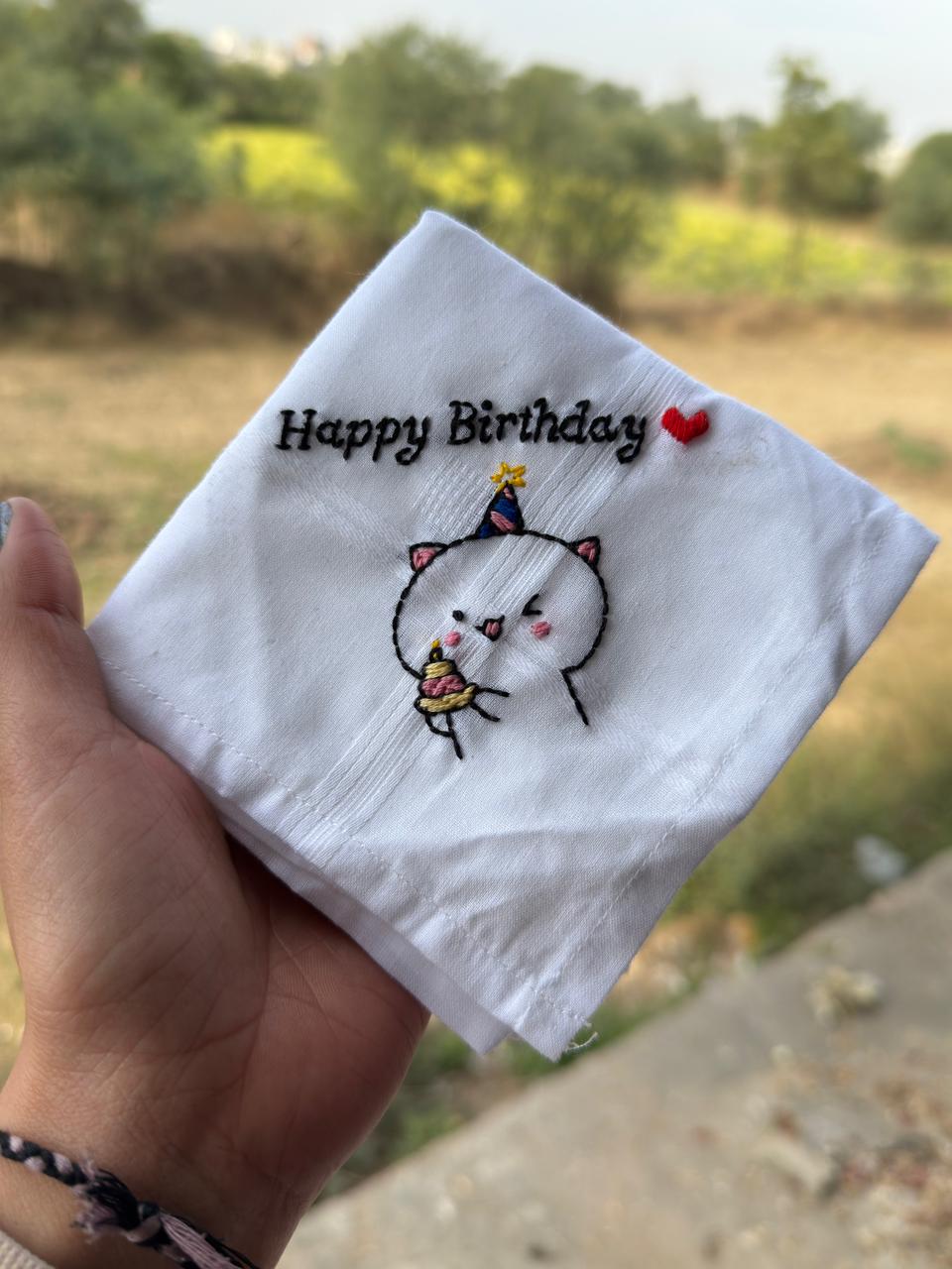 🎂 Cute Birthday Handkerchief – Cake Edition