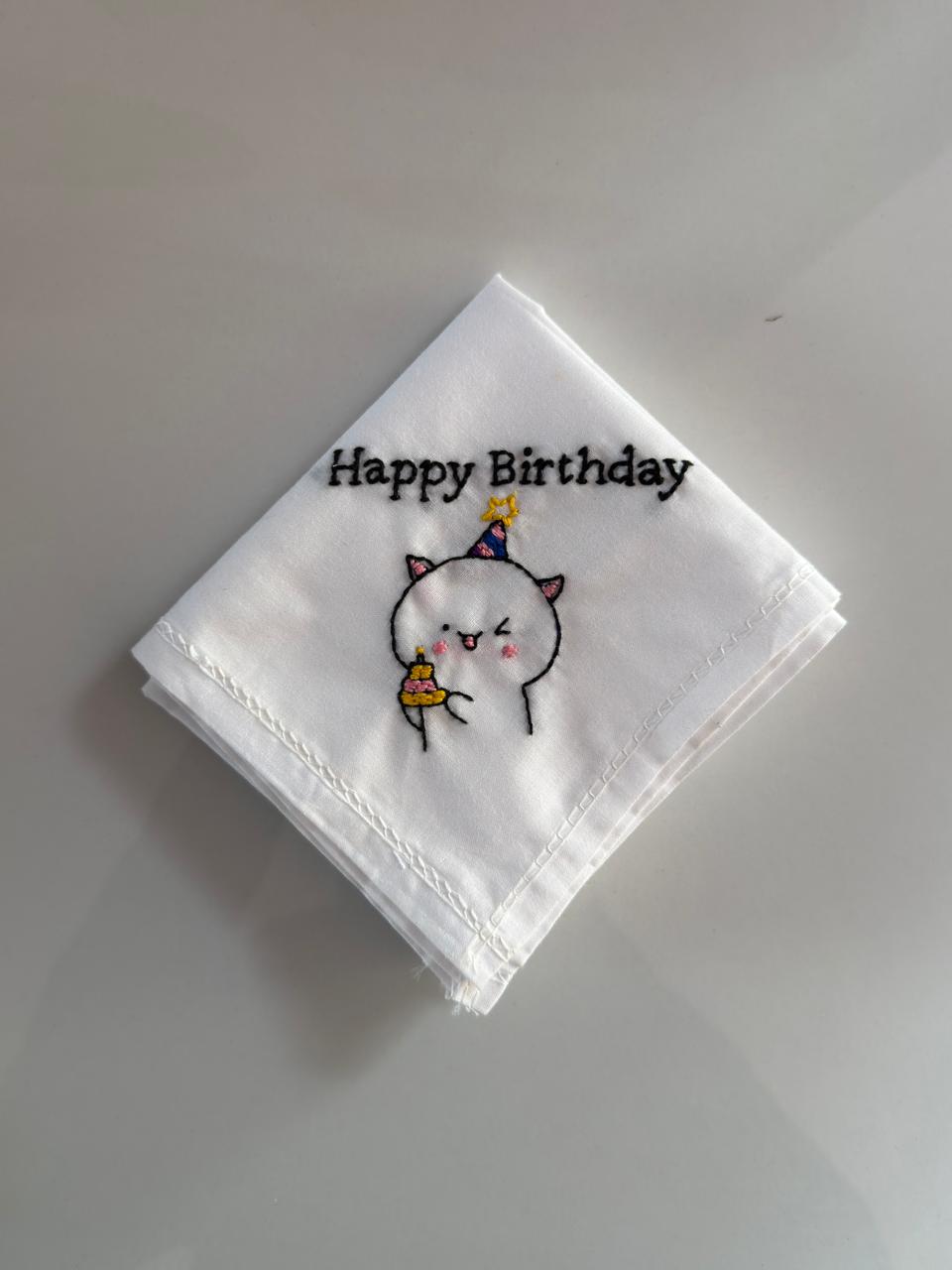 🎂 Cute Birthday Handkerchief – Cake Edition