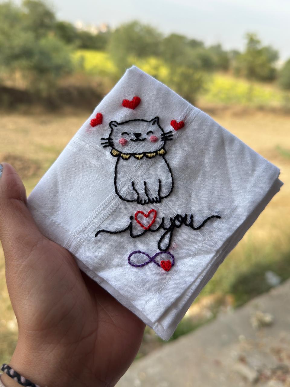 🐱♾️ Cat Theme Infinity Handkerchief – Handmade