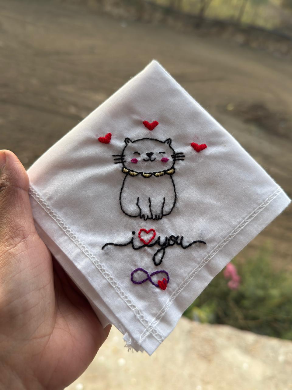 🐱♾️ Cat Theme Infinity Handkerchief – Handmade