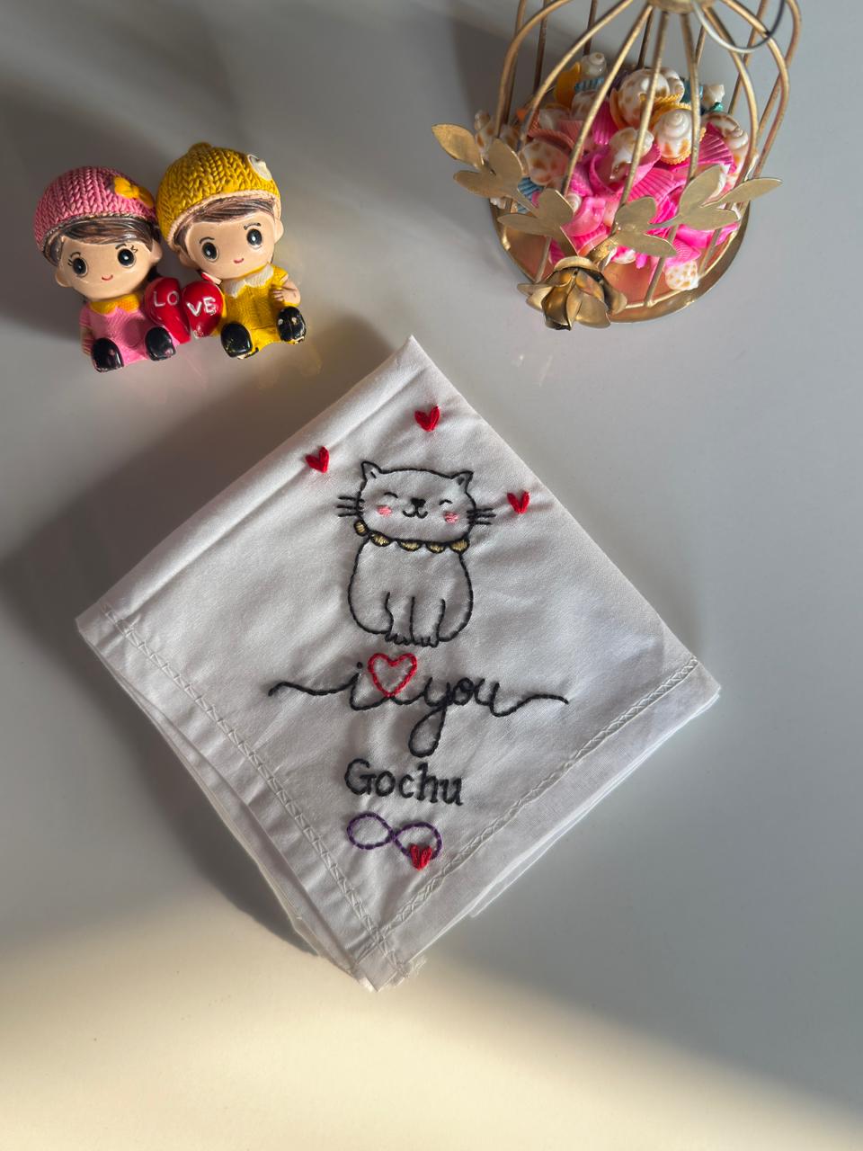 🐱♾️ Cat Theme Infinity Handkerchief – Handmade