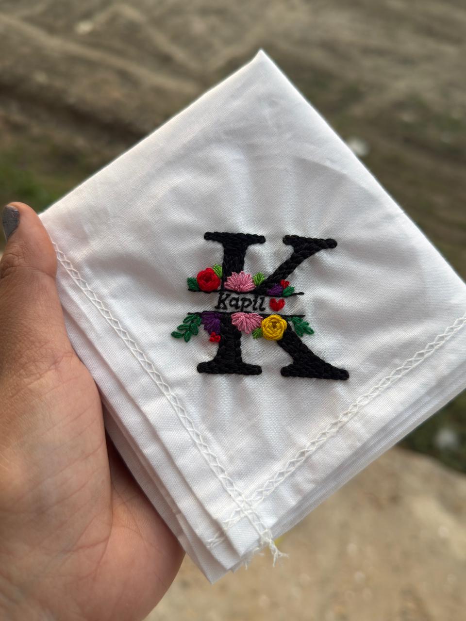 🖤 Name with Initial – Black Theme Handkerchief