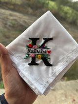 🖤 Name with Initial – Black Theme Handkerchief