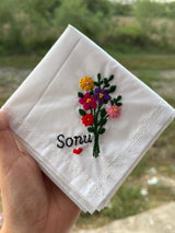 💐 Name with Bouquet – Floral Handkerchief