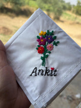 💐 Name with Bouquet – Floral Handkerchief