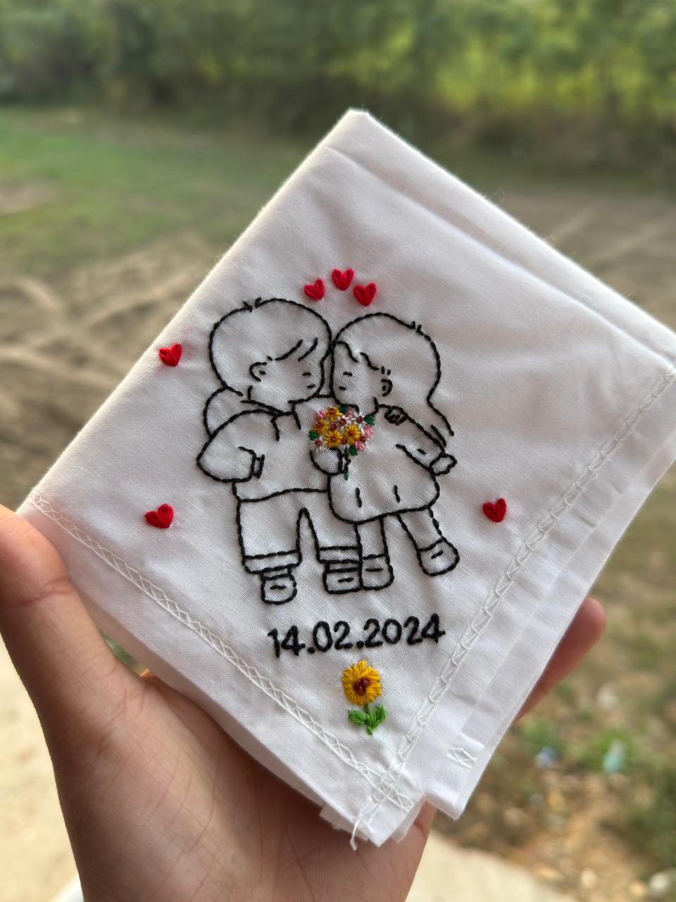 🌻 Forever Close – Embroidered Handkerchief