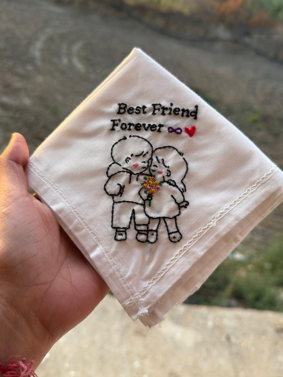 🌻 Forever Close – Embroidered Handkerchief