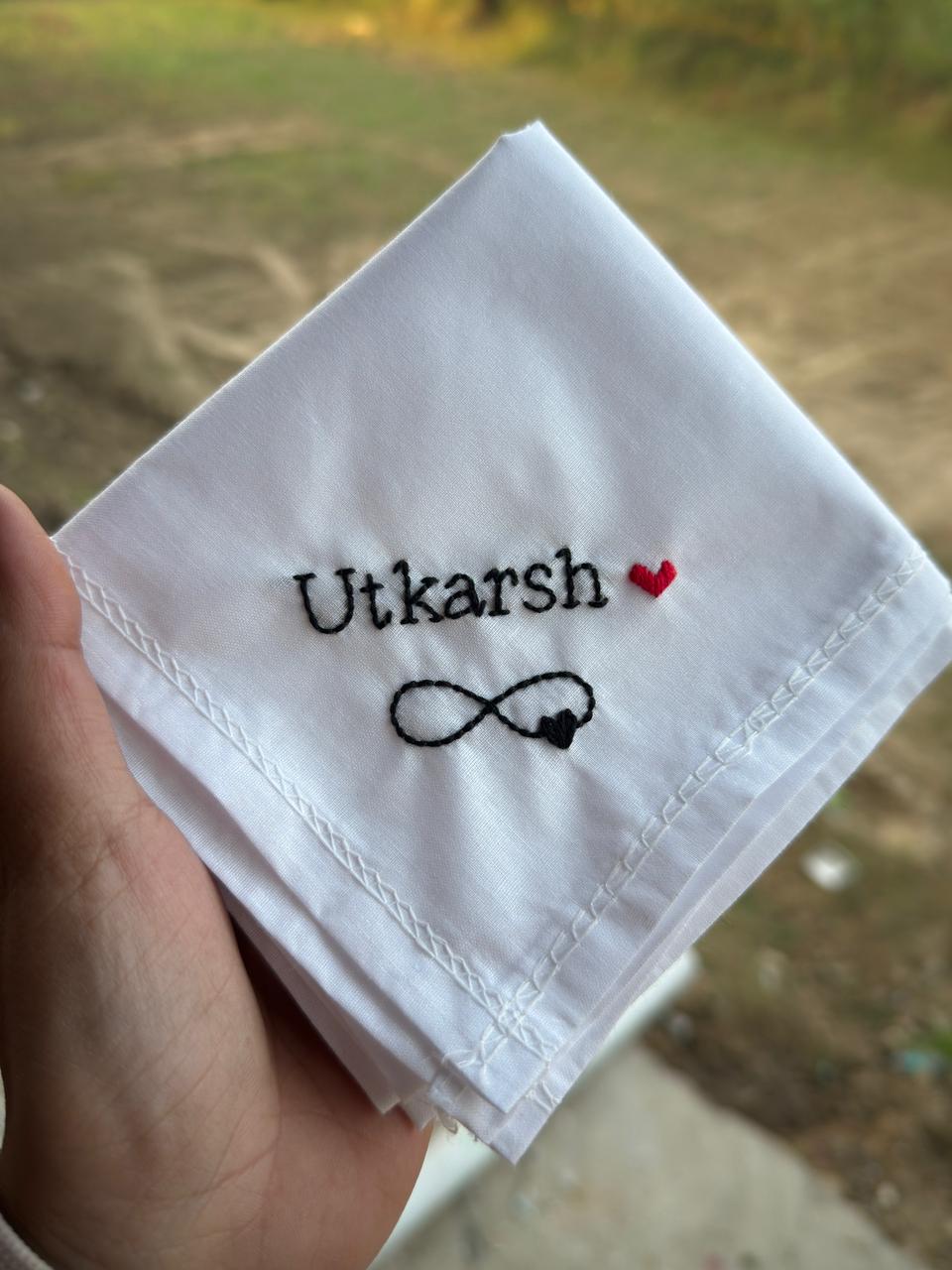 ♾️ Name with Infinity – Embroidered Handkerchief