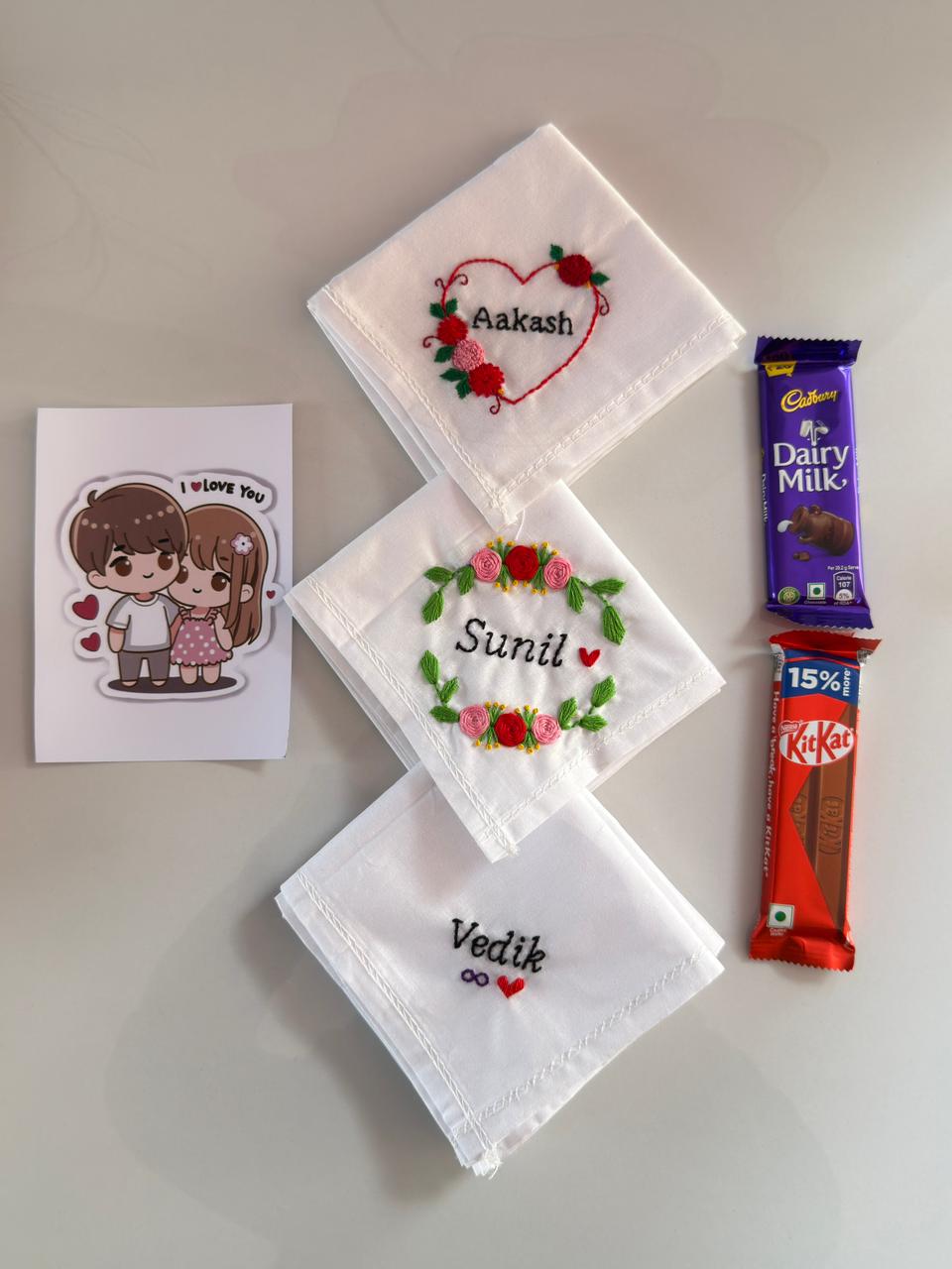 🎀 Combo Embroidered Handkerchief – Gift Set