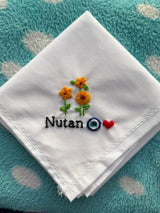 🌻 Sunflower Embroidery – Name Handkerchief