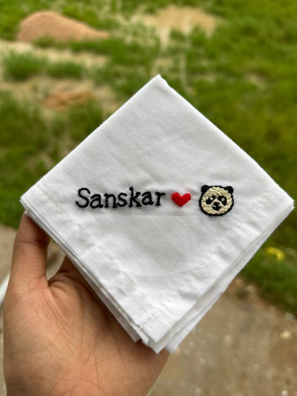 😍 Name with Custom Emoji – Embroidered Handkerchief
