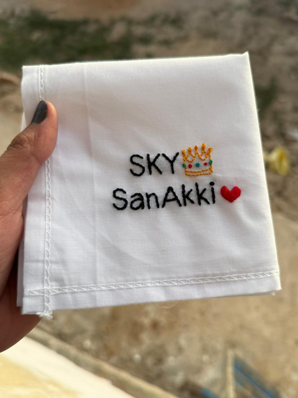 😍 Name with Custom Emoji – Embroidered Handkerchief