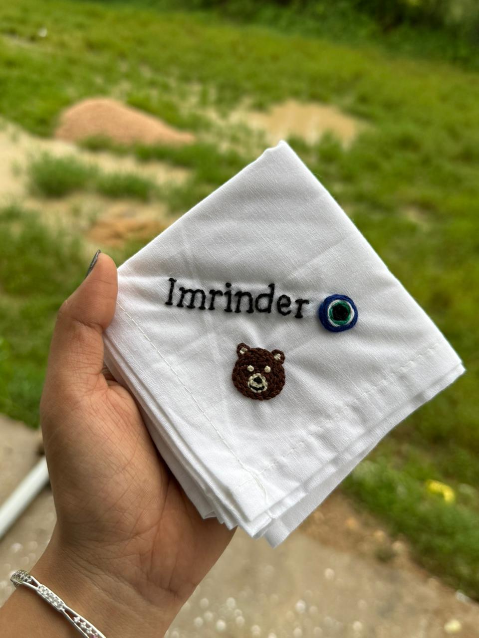 😍 Name with Custom Emoji – Embroidered Handkerchief