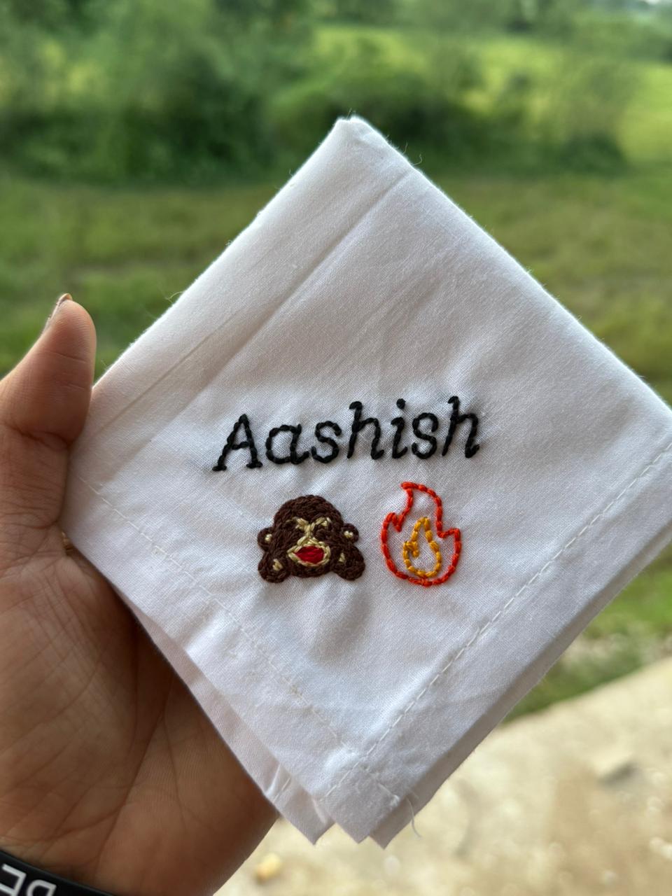 😍 Name with Custom Emoji – Embroidered Handkerchief