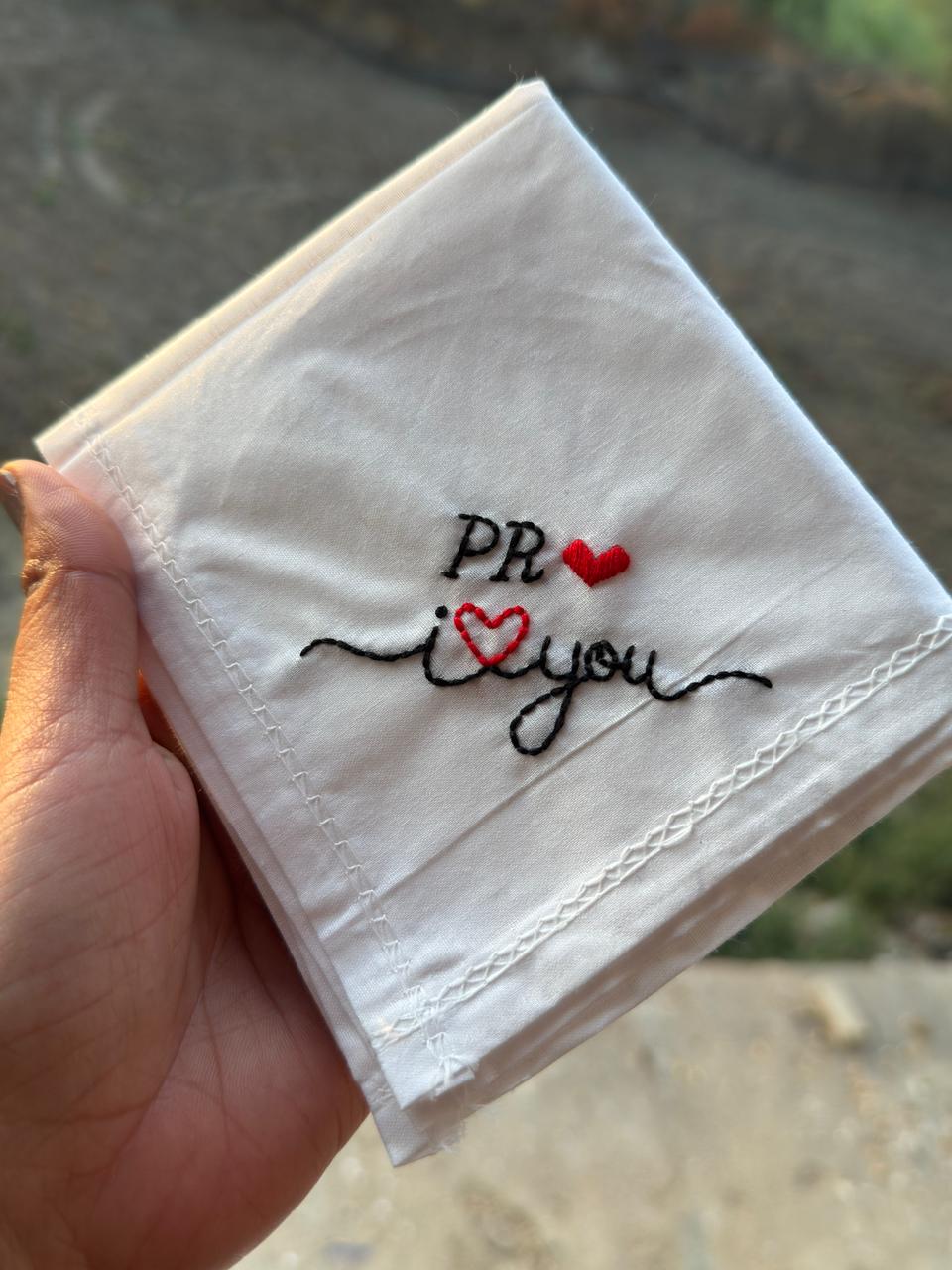 ❤️ Name with “I Love You” – Embroidered Handkerchief