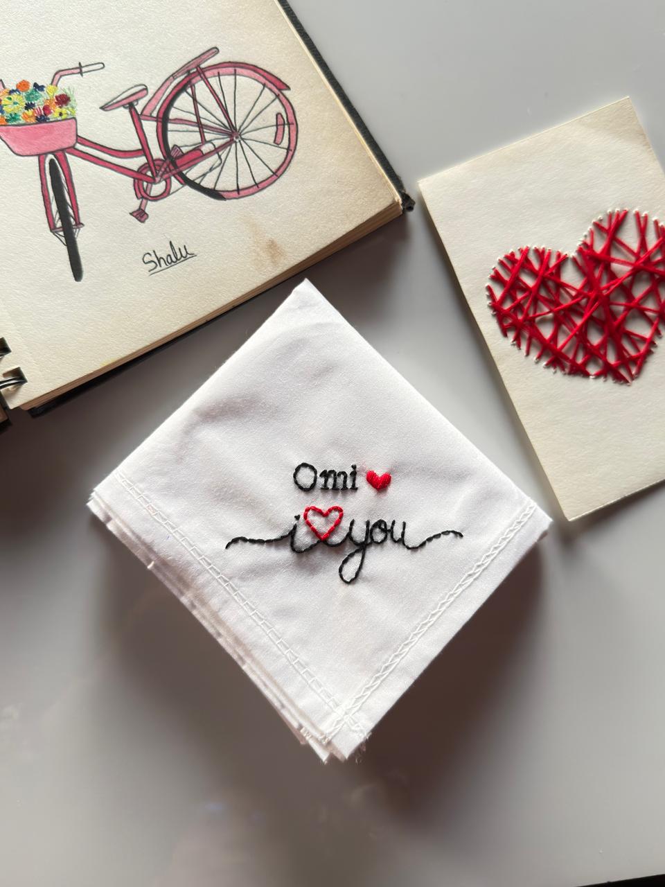 ❤️ Name with “I Love You” – Embroidered Handkerchief