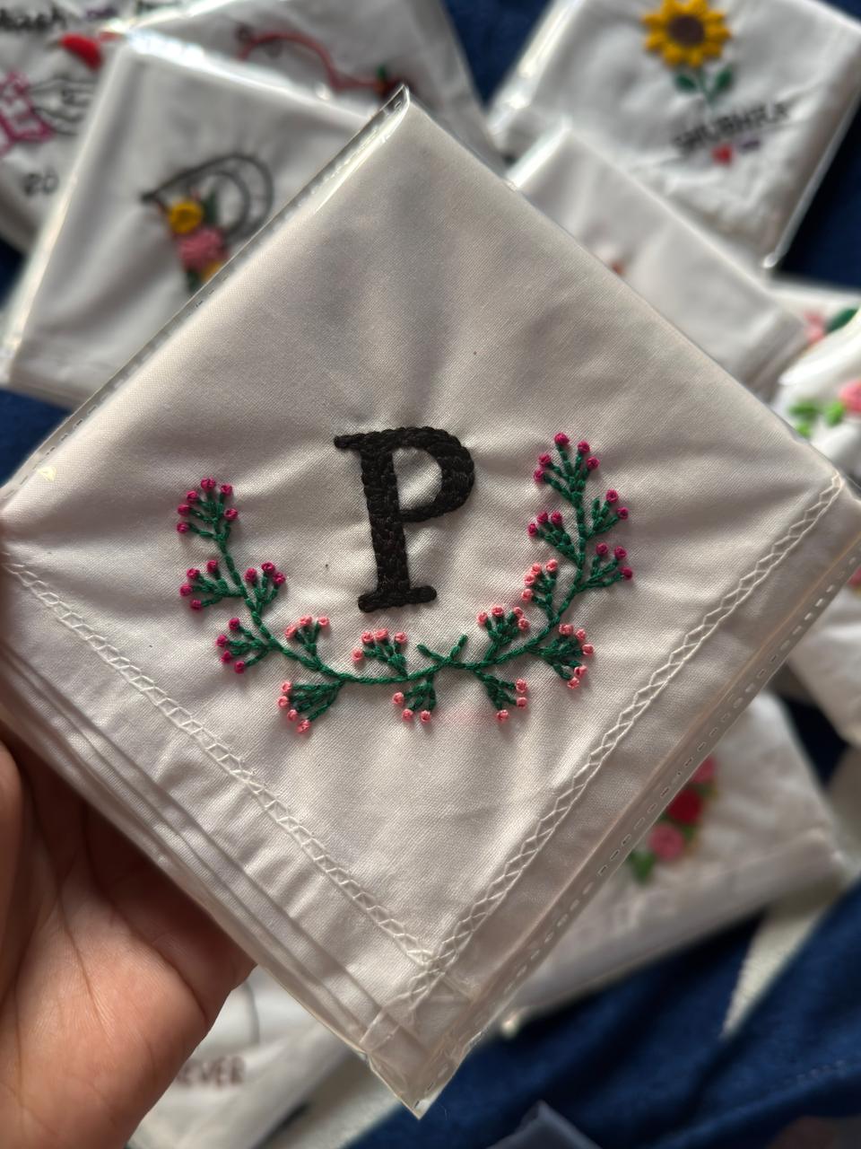 🎀 3-Piece Name & Initial Embroidered Handkerchief Set