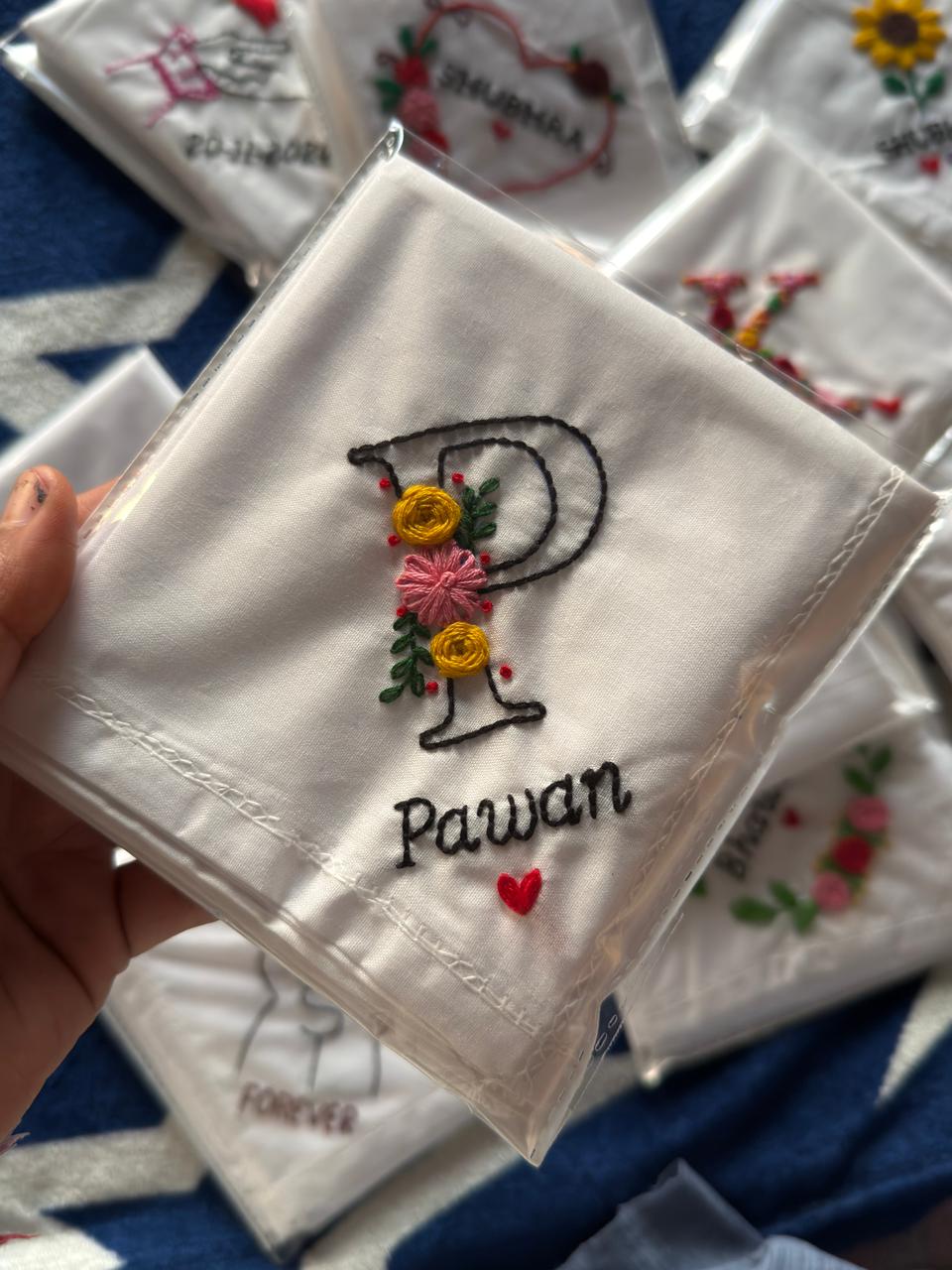 🎀 3-Piece Name & Initial Embroidered Handkerchief Set