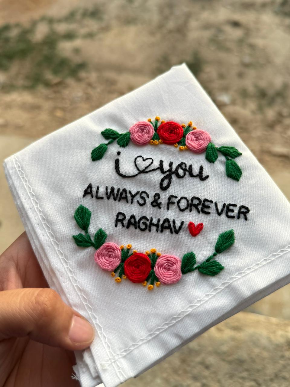 ❤️🌸 I Love You – Always & Forever Handkerchief