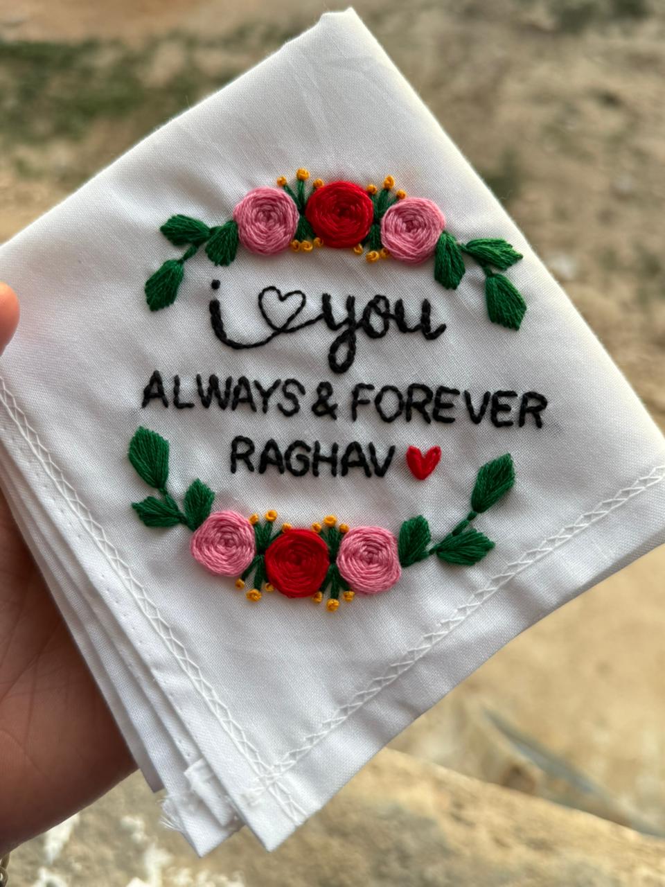 ❤️🌸 I Love You – Always & Forever Handkerchief